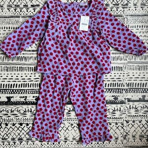 Crewcuts Lavender Two-Piece Set with Red Apple Print